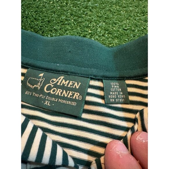 The Masters polo mens XL green white vintage pima cotton Amens corner retro Q - Picture 4 of 11